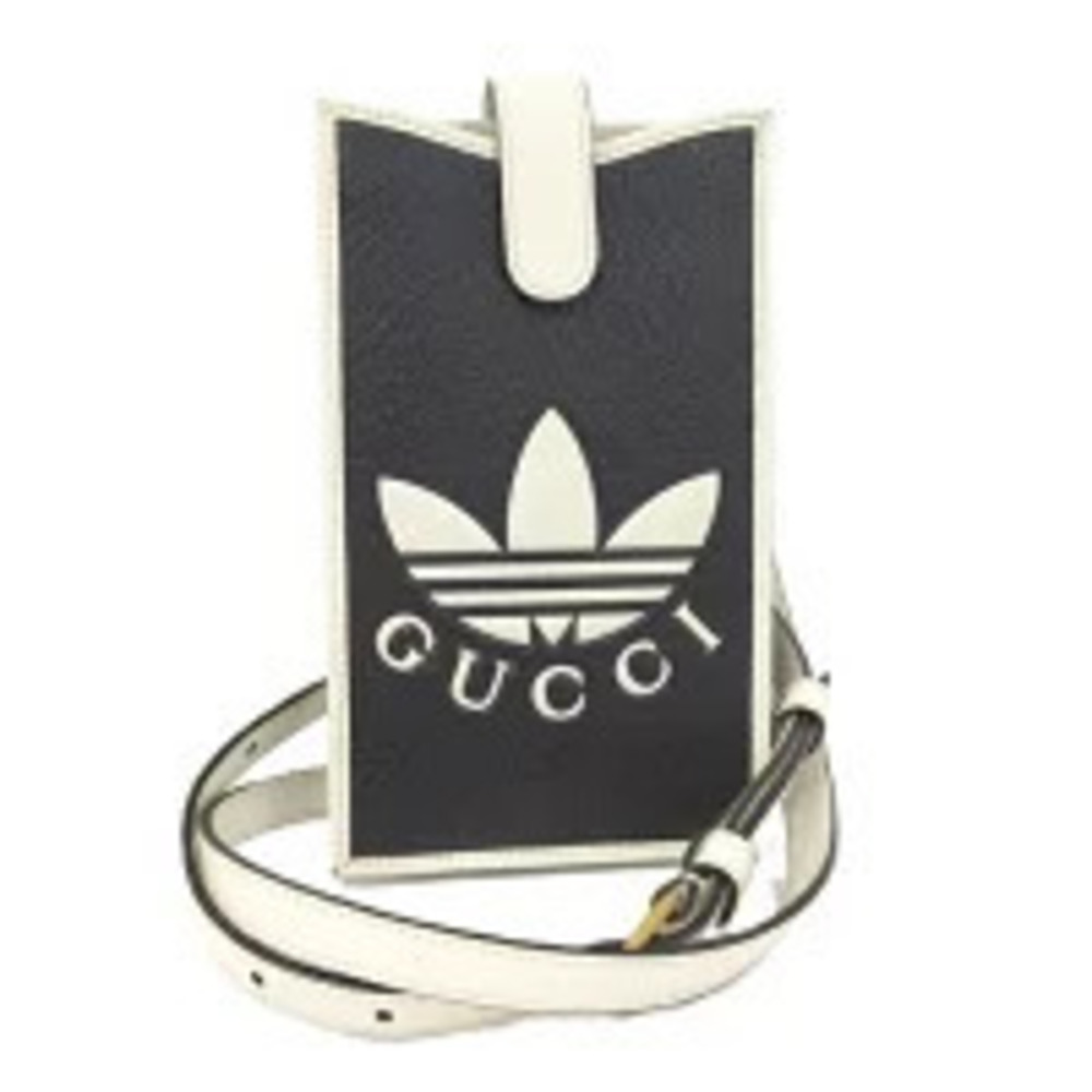 Gucci ADIDAS Smartphone Shoulder Bag Leather Black White